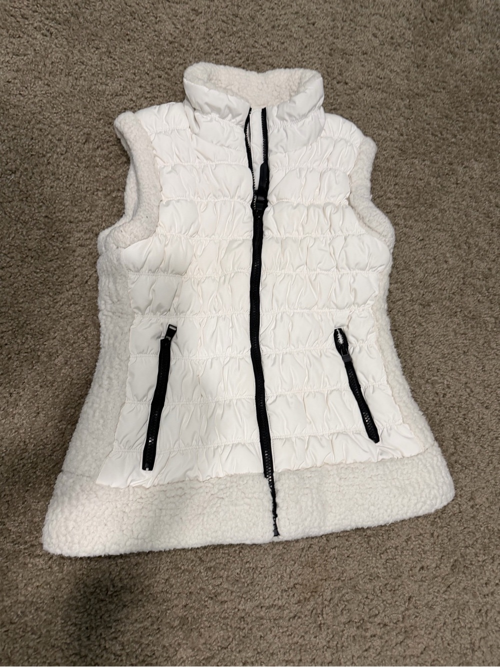 Calvin Klein White Sherpa Quilted Vest